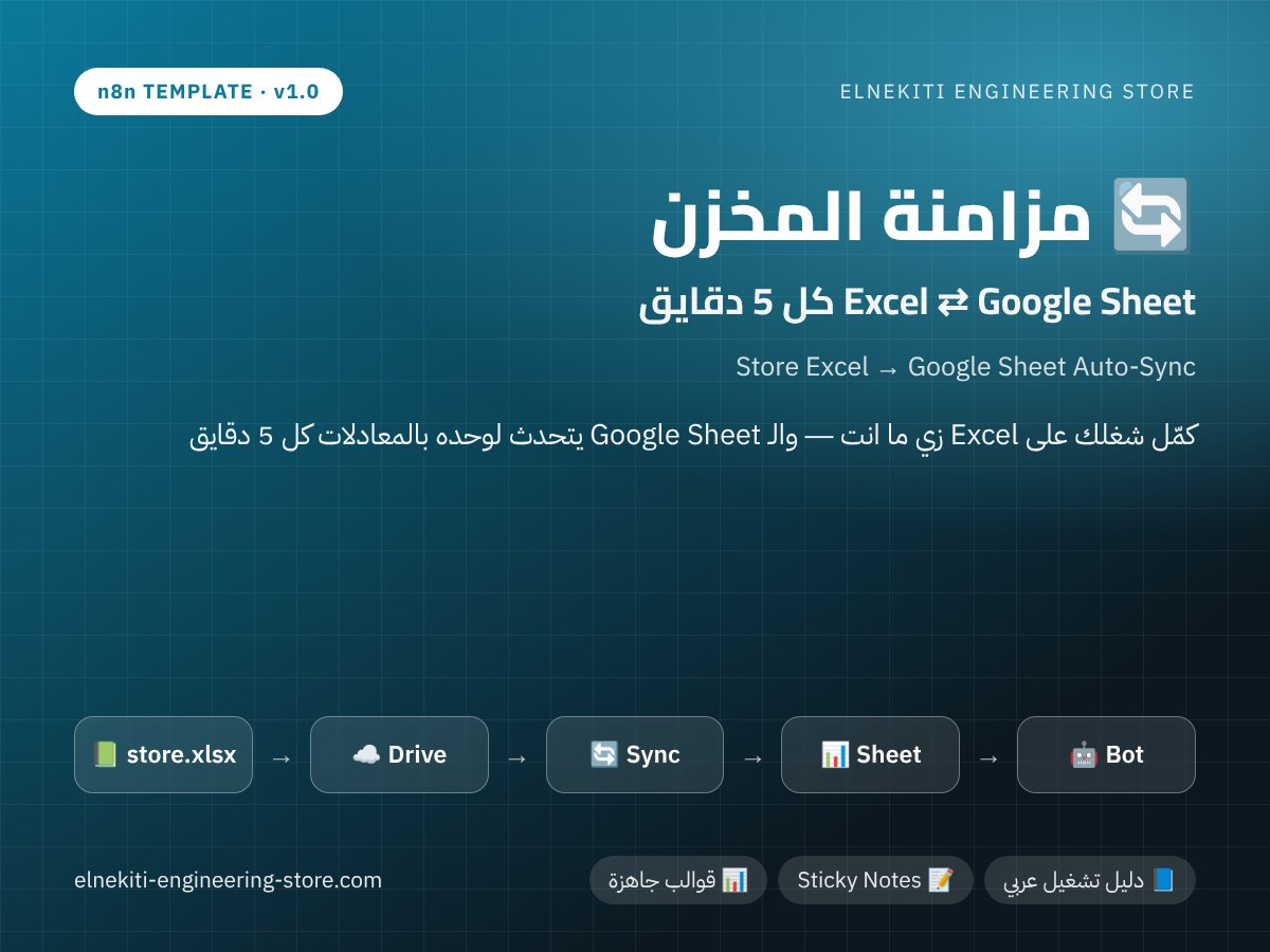 مزامنة إكسيل المخزن مع Google Sheet (n8n)